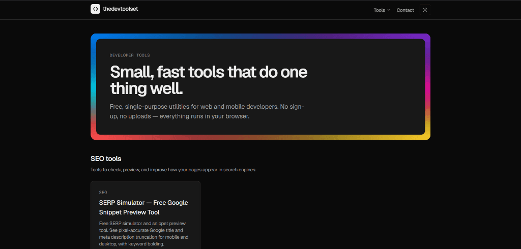 The Dev Toolset Browser-Native Utility Suite